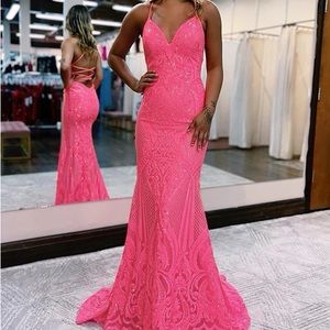 Blue V-neck Sleeveless Prom Dress